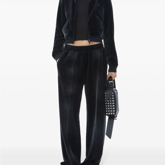 Alexander Wang T Rhinestone Embellished Track Pants in Black - Picture 2 of 6